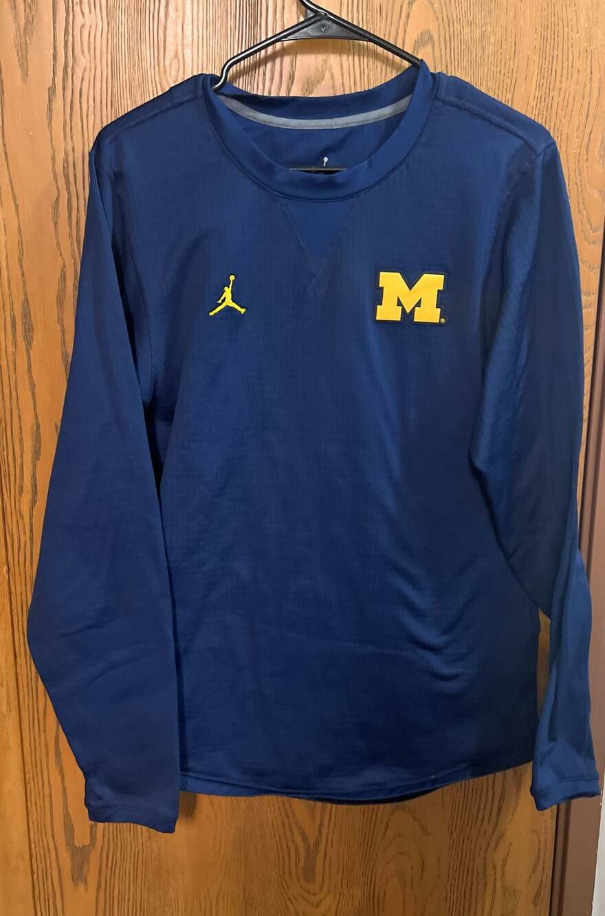 Jordan Michigan Wolverines Sideline Coach Long Sleeve Performance Shirt S